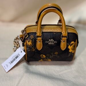 Coach Black & Mustard Floral Mini Satchel Key Charm sold out!